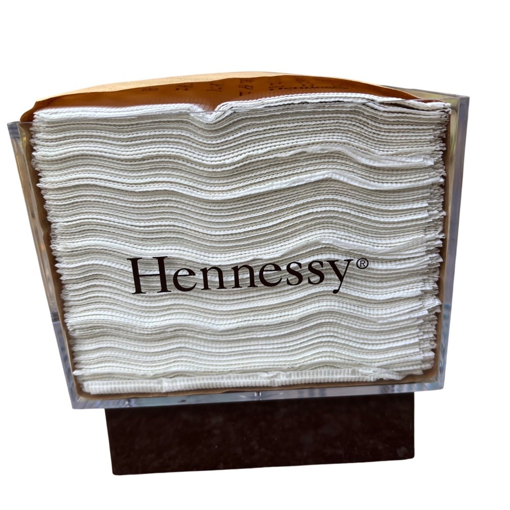 Hennessy Cognac Cocktail Napkin‎ Dispenser Holder Acrylic Brown Base Barware - Picture 3 of 6